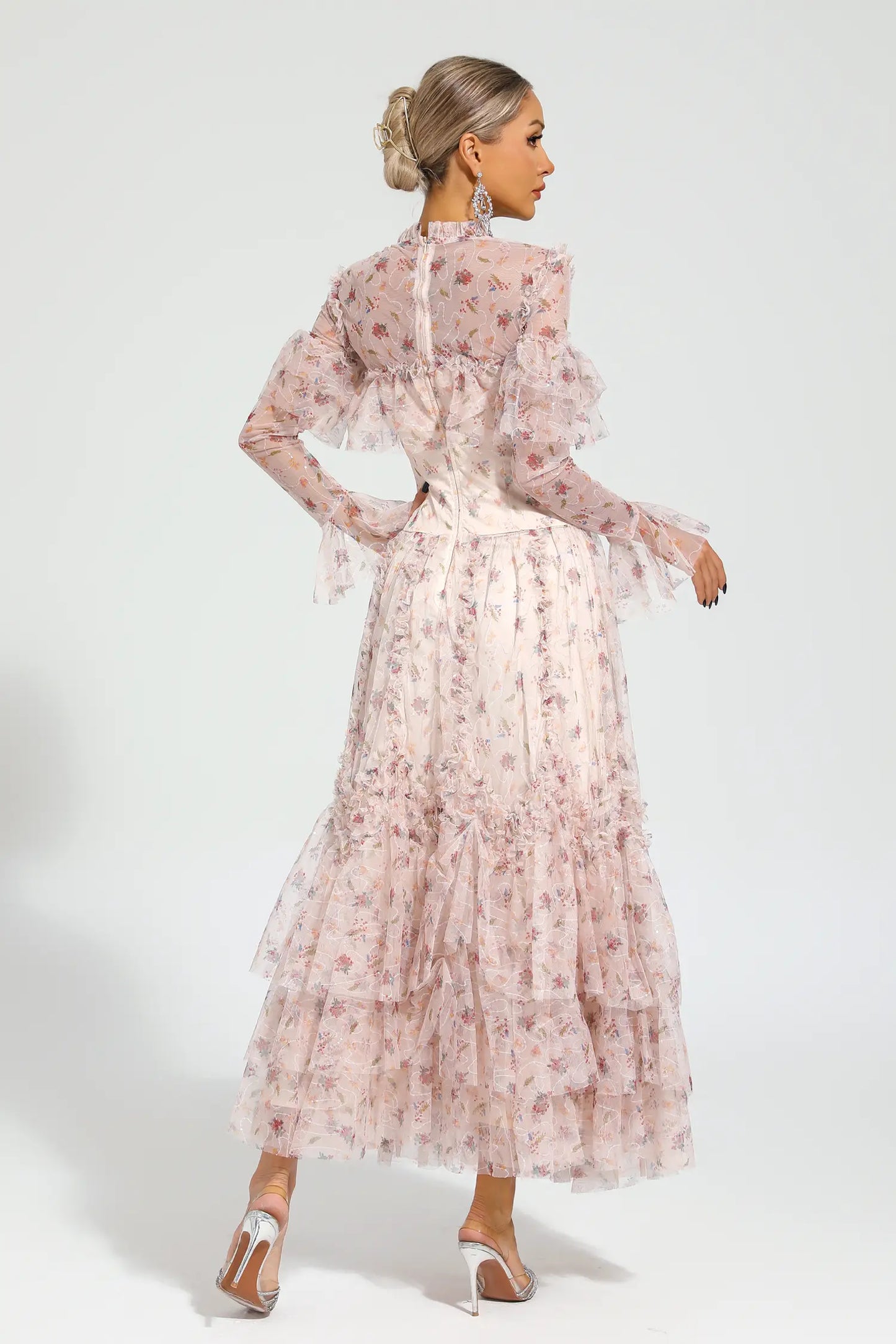 Clapham Pink Mesh Floral Dress