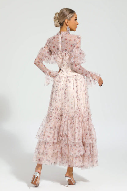 Clapham Pink Mesh Floral Dress