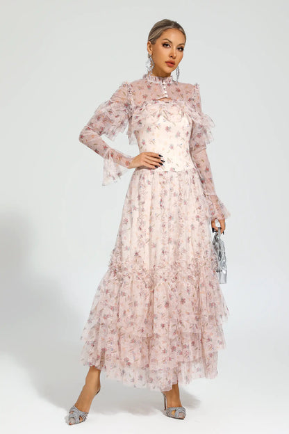 Clapham Pink Mesh Floral Dress