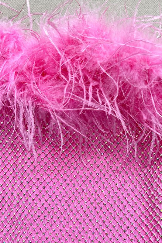 Clara Feather Diamante Midi Bandage Dress