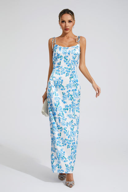 Clarence Blue Floral Slip Dress
