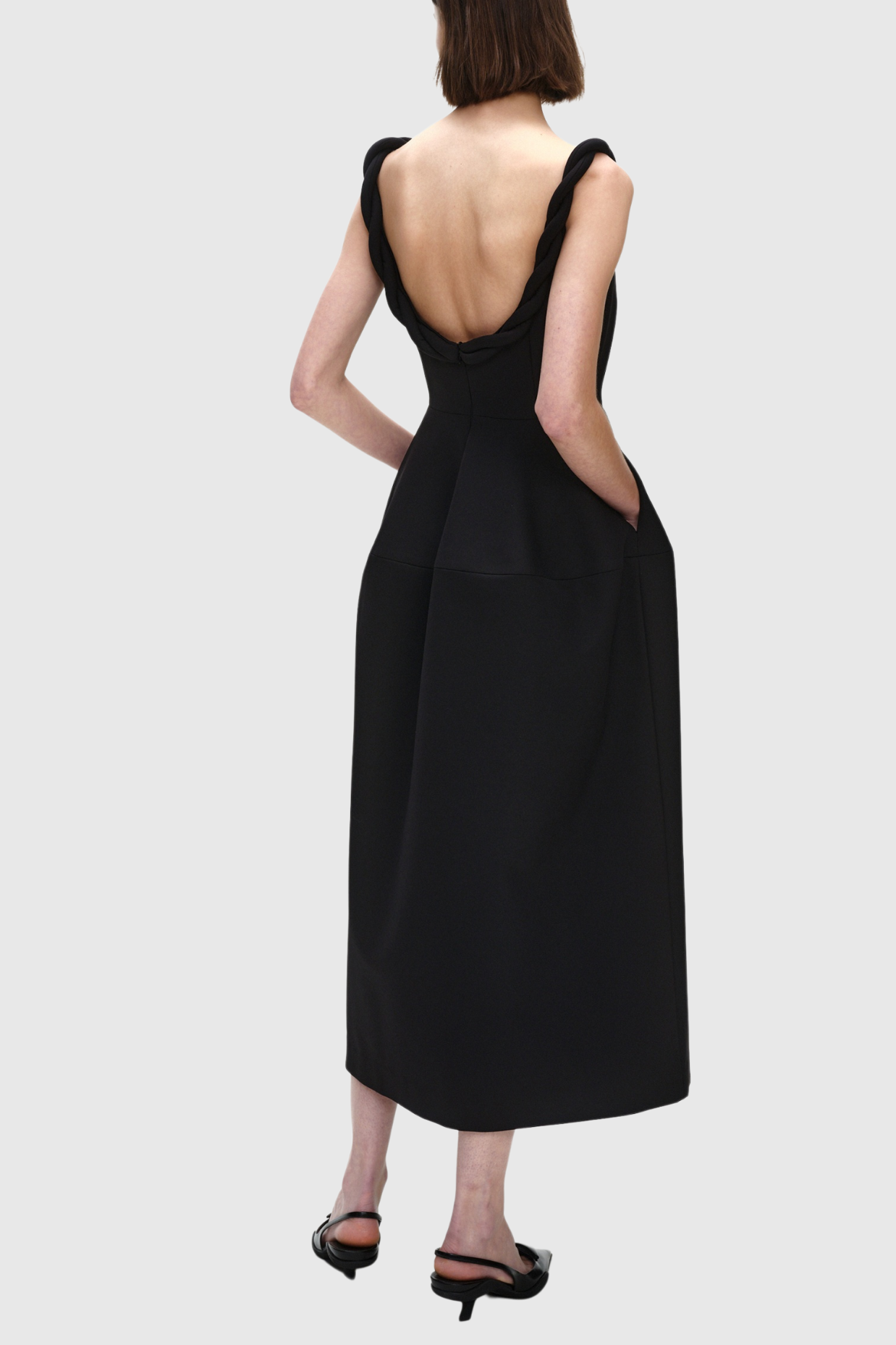 Clauda Twist Rope Backless Midi Dress
