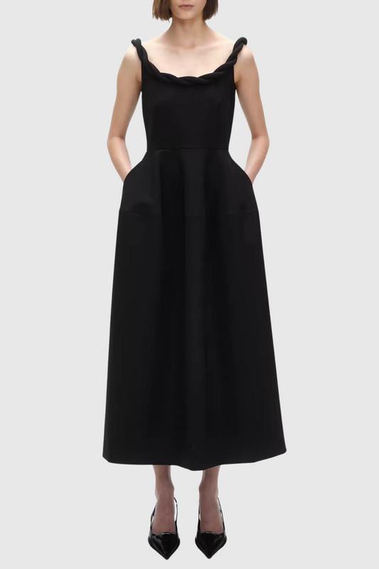 Clauda Twist Rope Backless Midi Dress