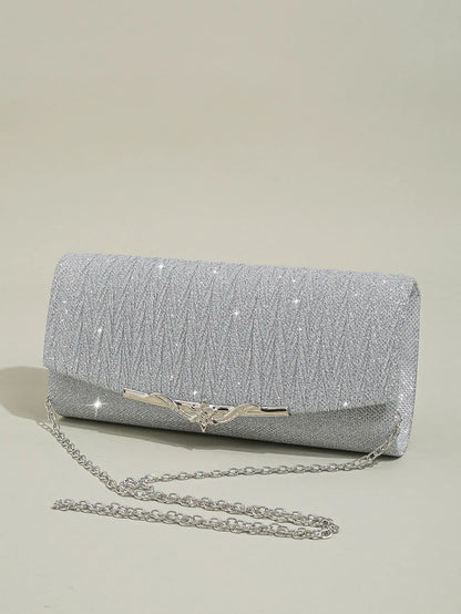 Glitter Envelope Evening Bag Detachable Chain Clutch Bag