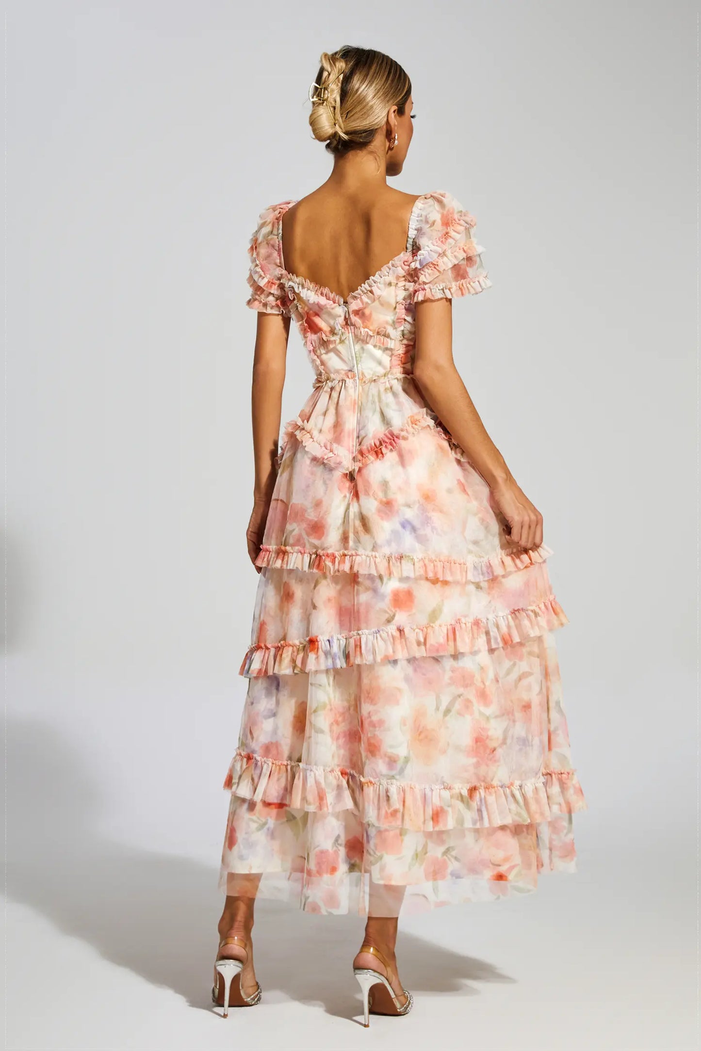 Clyde Pink Ruched Floral Dress