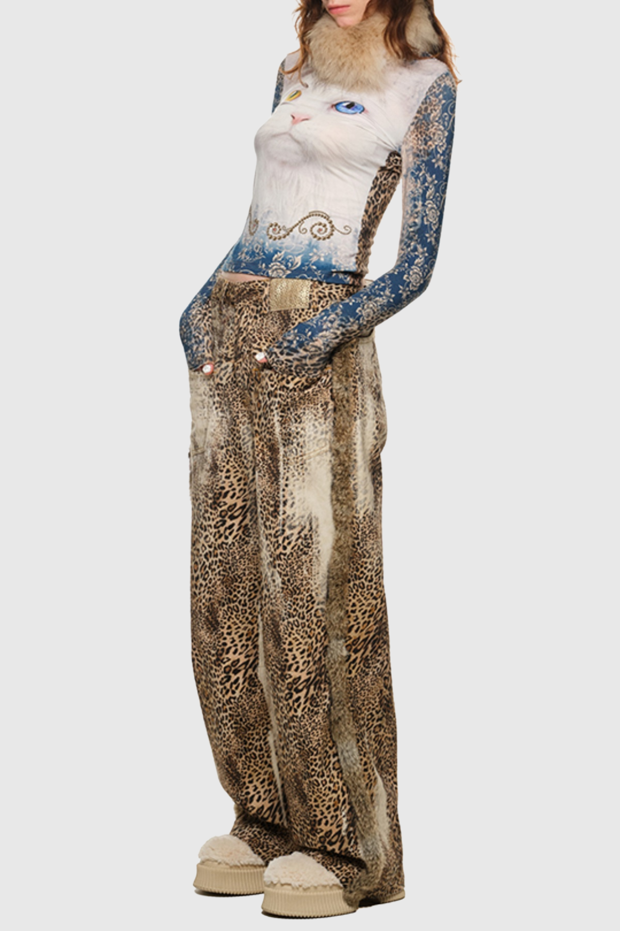 Cocheta Fur Edge Leopard Pants