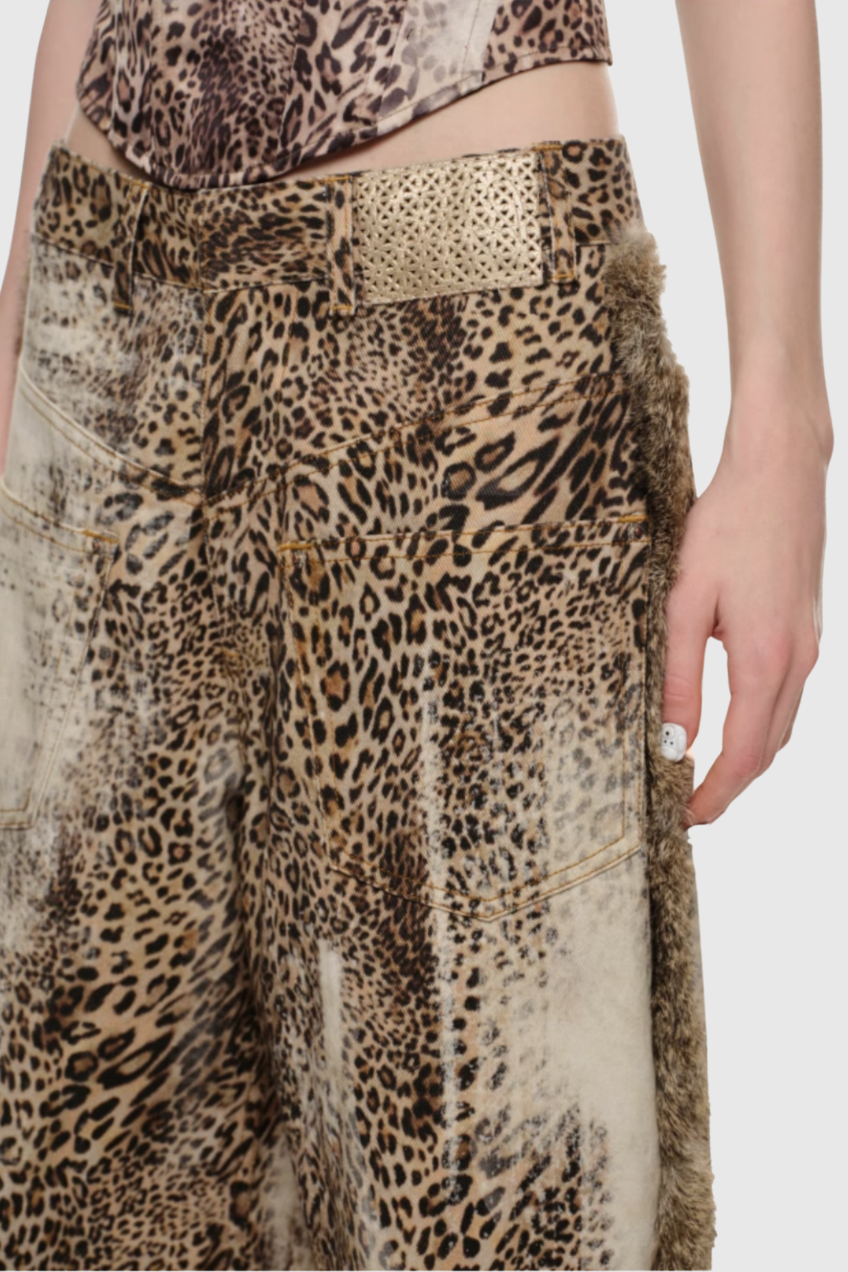 Cocheta Fur Edge Leopard Pants