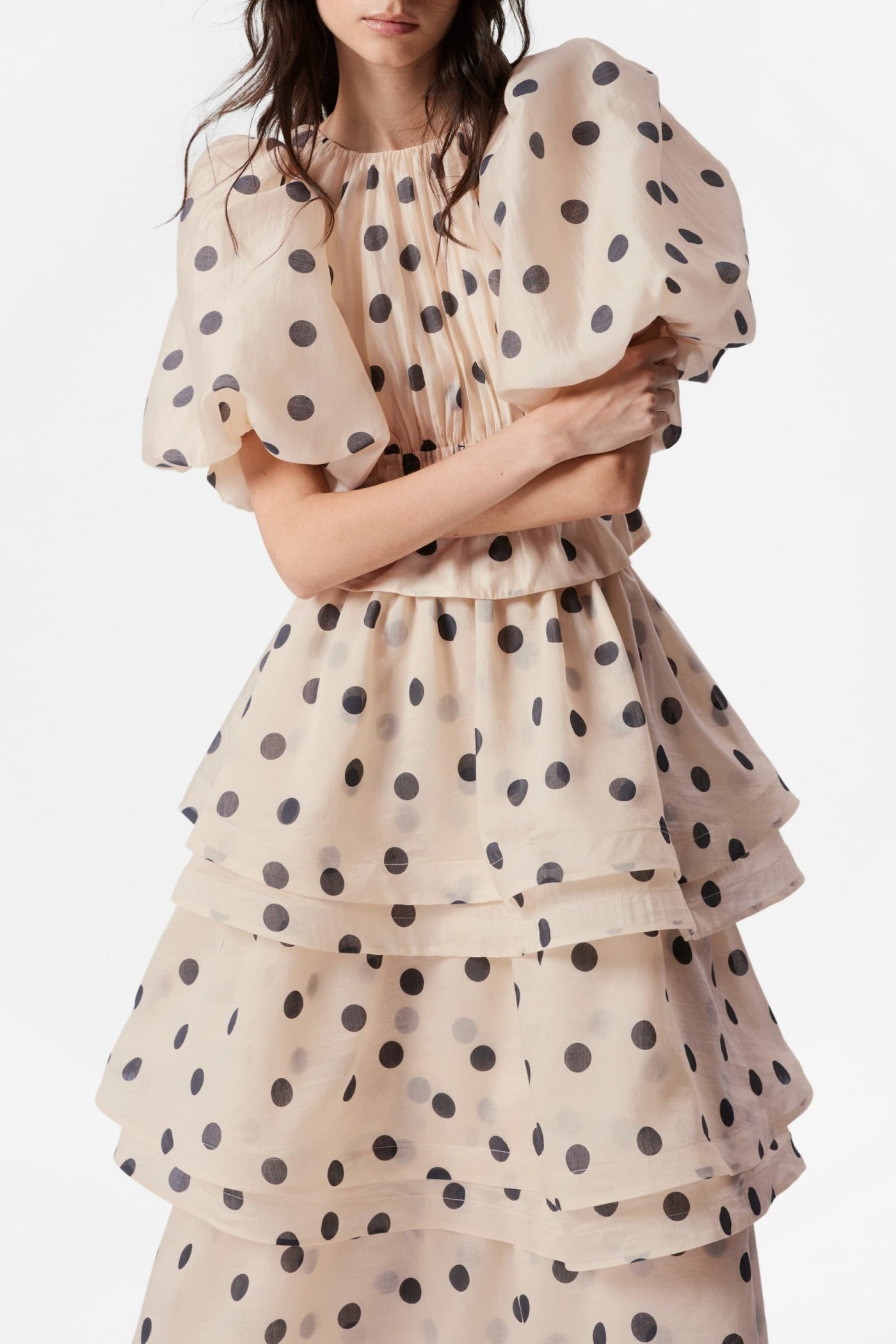 Colette Polka Dot Ruffle Skirt Two Piece Set