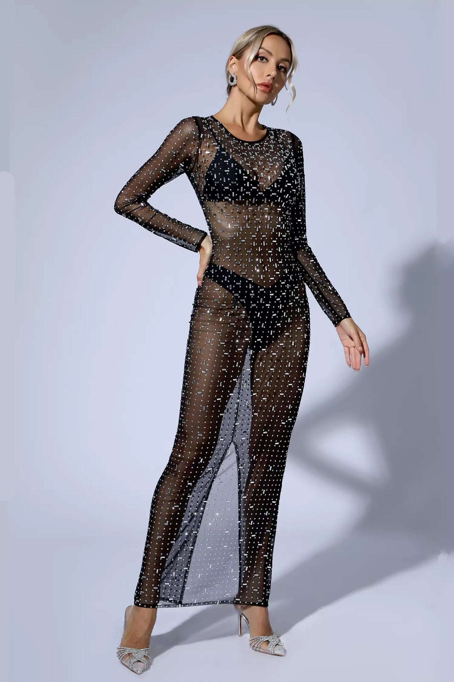 Collins Black Sheer Mesh Dress