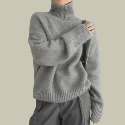 | Women’s High Neck Relaxed Fit Merino Wool Sweater