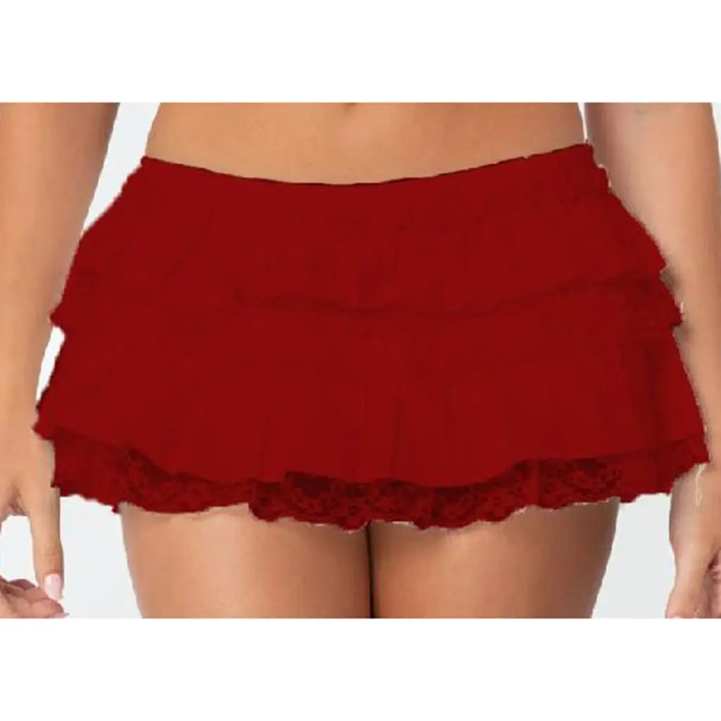 Layered Lace Trim Skort Skirt