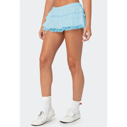 Layered Lace Trim Skort Skirt