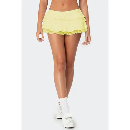 Layered Lace Trim Skort Skirt