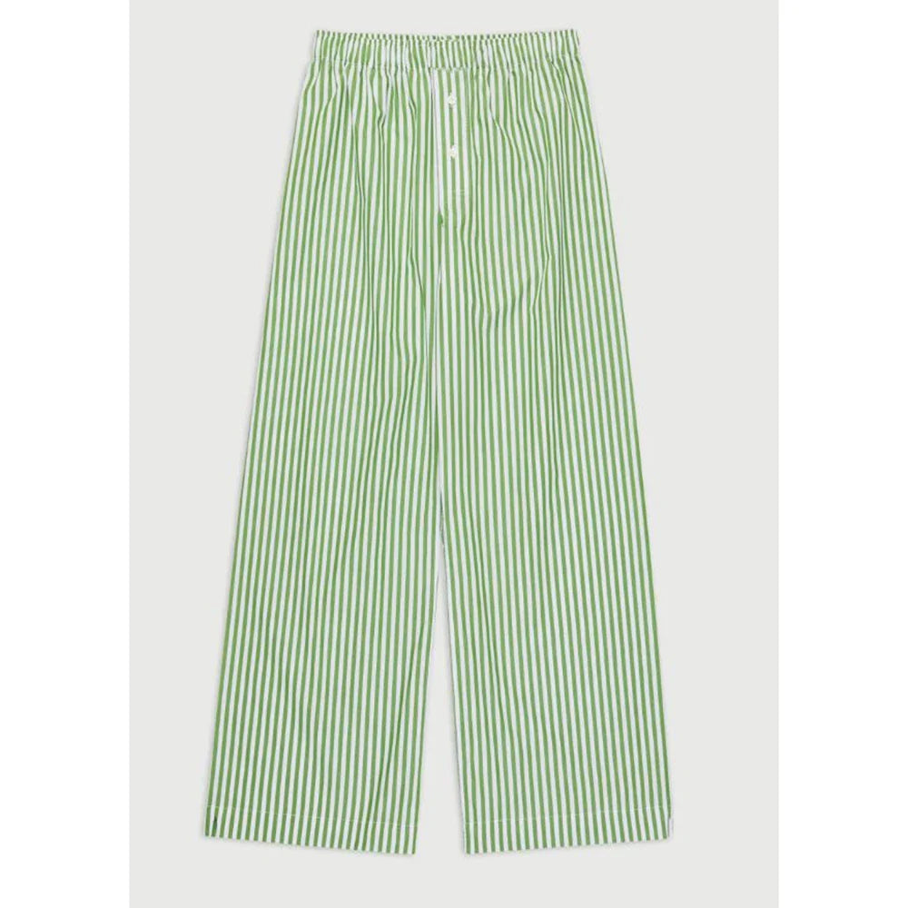 Retro Striped Button High Waist Straight Pant