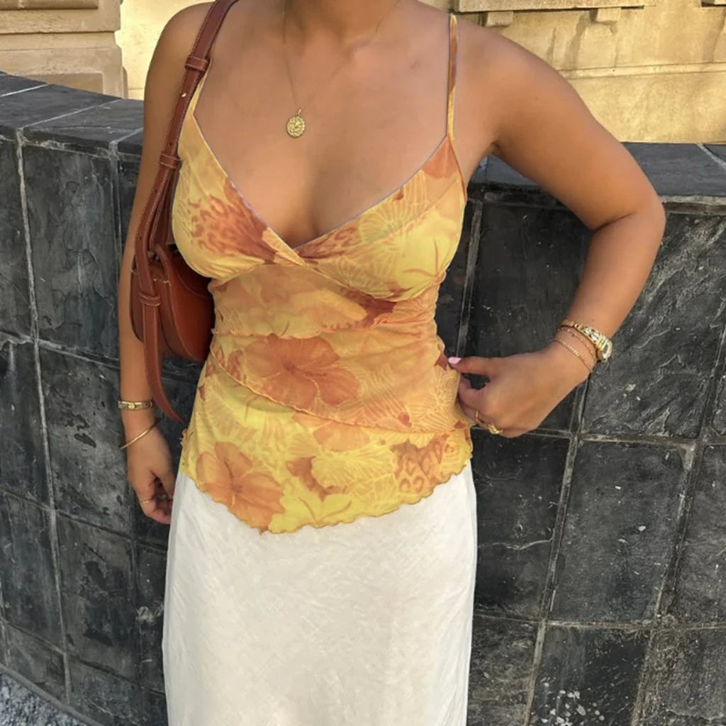 Adjustable Ruffled Backless Crop Top