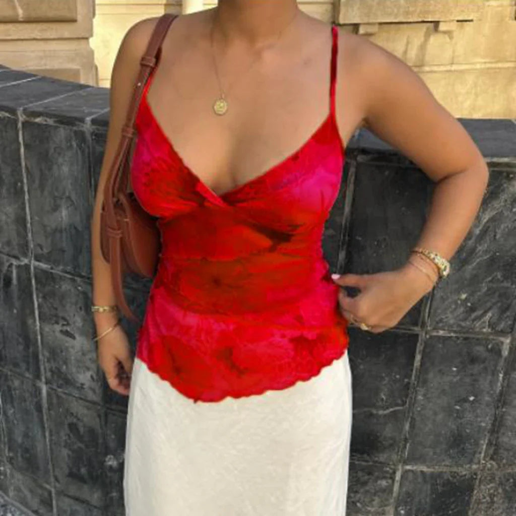 Adjustable Ruffled Backless Crop Top