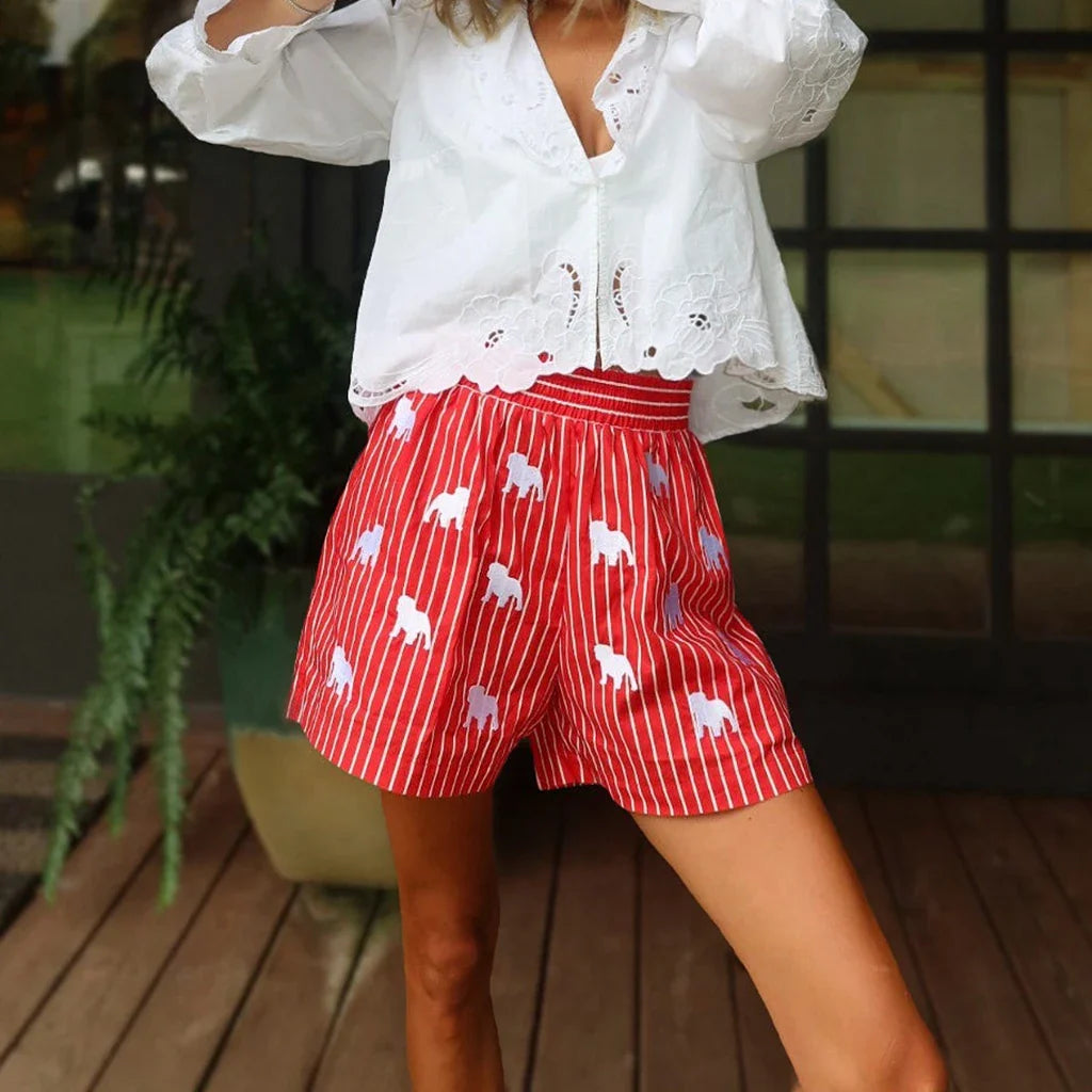 Plaid Stripe High-Waist Short