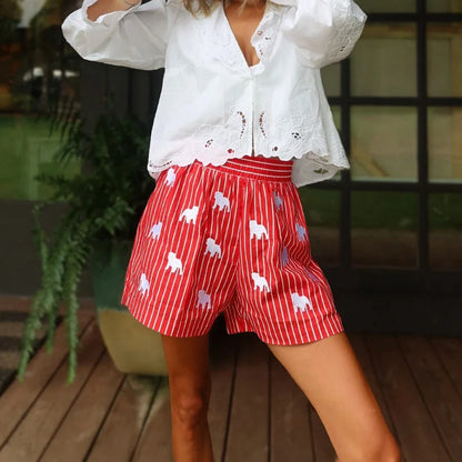Plaid Stripe High-Waist Short
