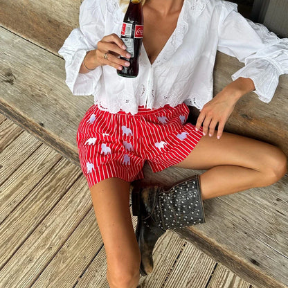 Plaid Stripe High-Waist Short