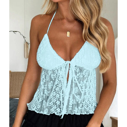 Boho Lace Tie-Up Crop Top