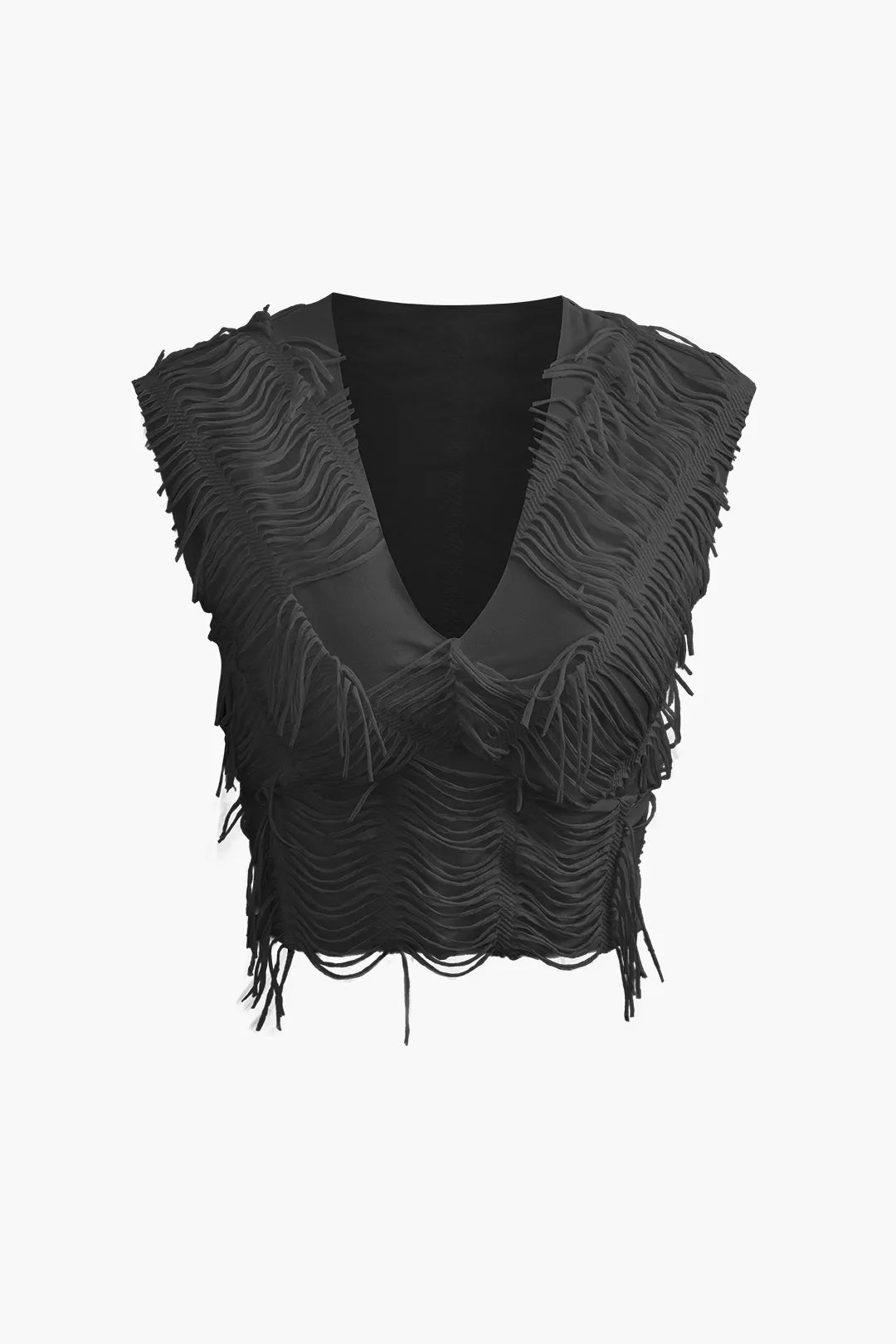 Conica Black V-neck Cap Sleeve Crop Top And Slit Maxi Skirt Set