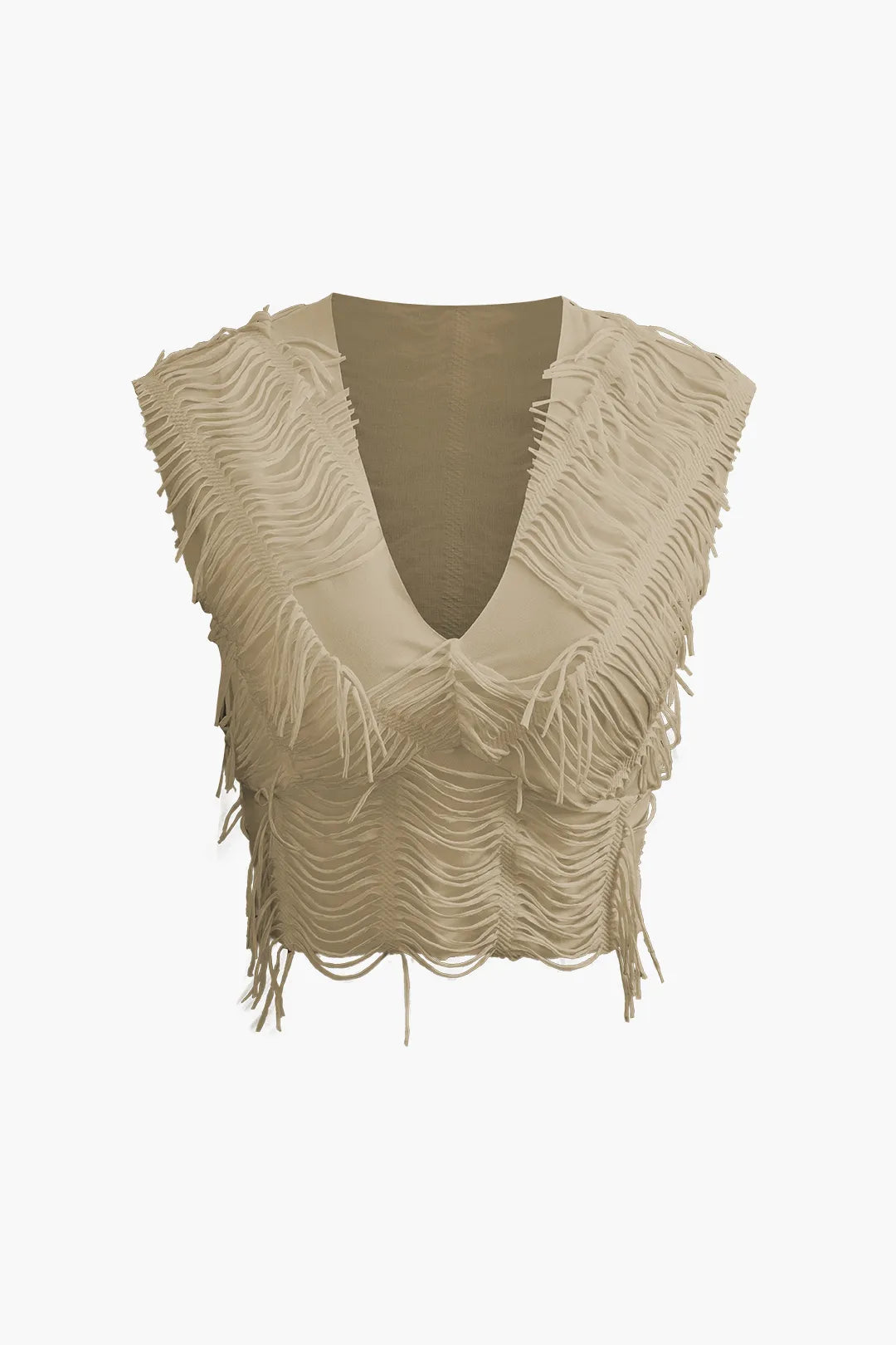 Conica Brown V-neck Cap Sleeve Crop Top And Slit Maxi Skirt Set