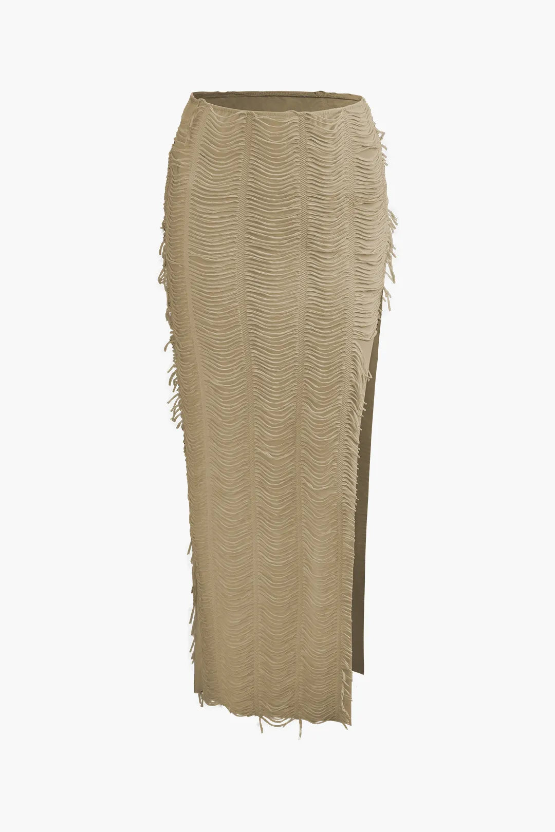 Conica Brown V-neck Cap Sleeve Crop Top And Slit Maxi Skirt Set