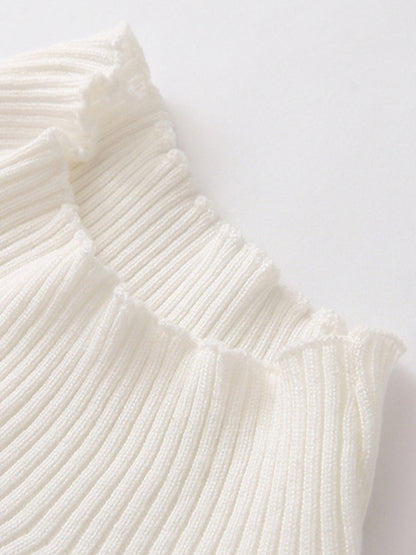 Contrast-Trim Asymmetrical Mock Neck Sweater