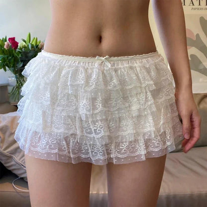 Fluffy Mesh Lace Bloomer Skirt