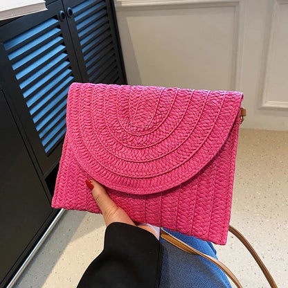 Corn Husk Weave Straw Clutch Wristlet