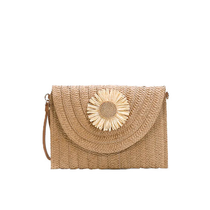 Corn Husk Weave Straw Clutch Wristlet
