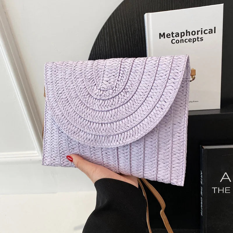 Corn Husk Weave Straw Clutch Wristlet