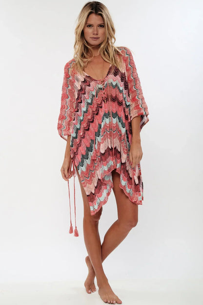 Cotton Crochet Tunic V-neck Boho Beach Cover up