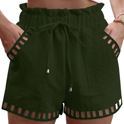 Cotton Linen HolLow-Out Beach Short