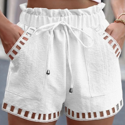Cotton Linen HolLow-Out Beach Short