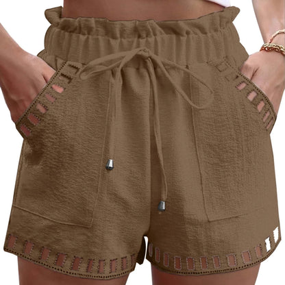 Cotton Linen HolLow-Out Beach Short