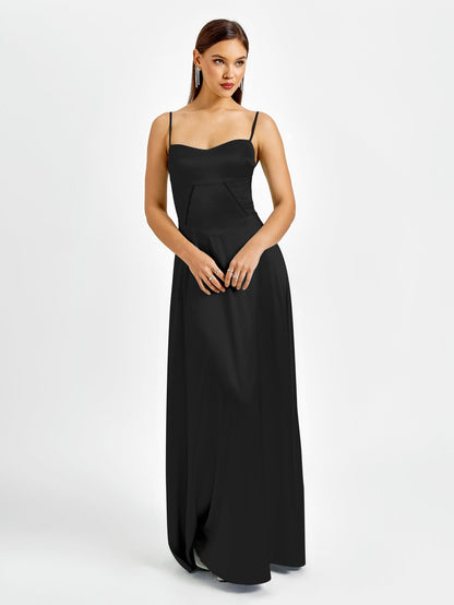 Crisscross Back Satin Maxi Dress