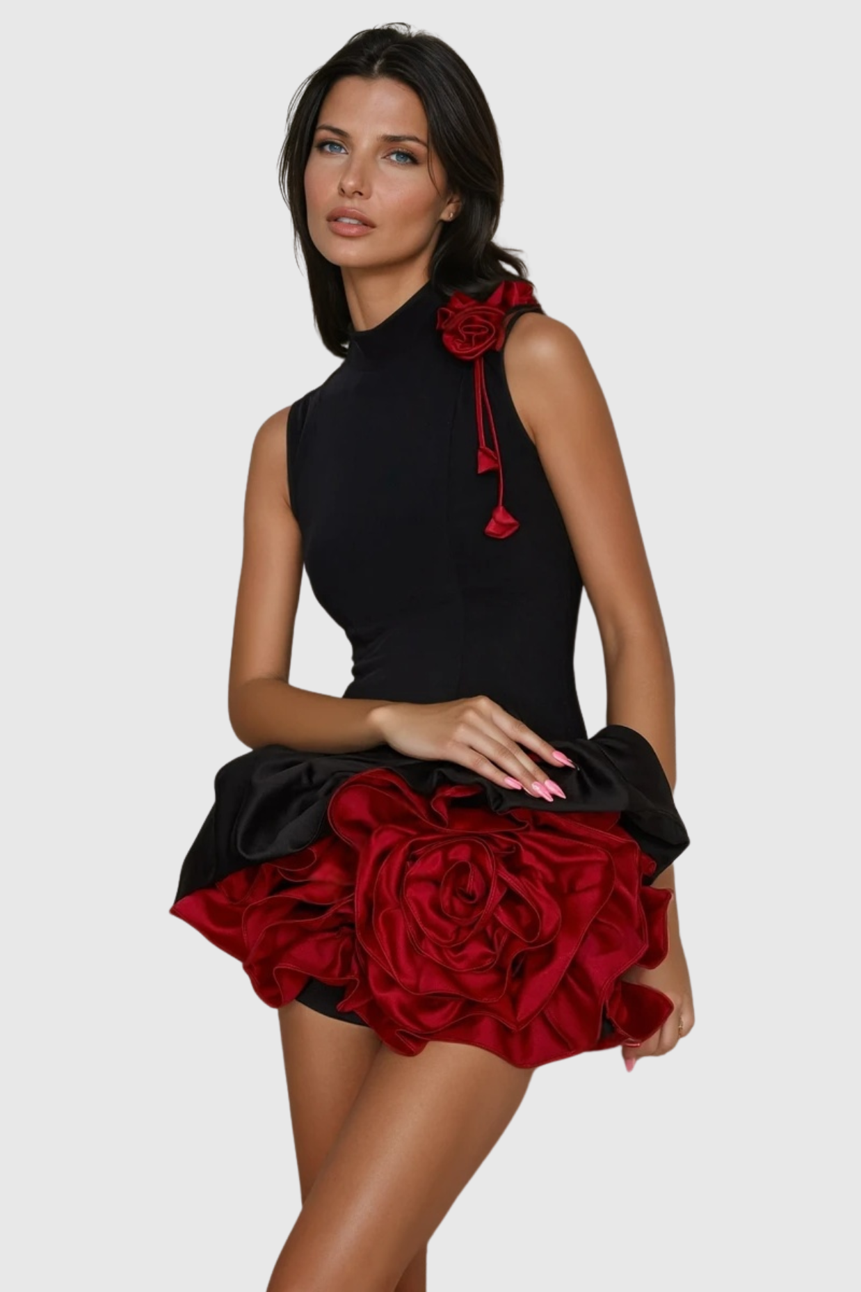 Cristiano Flower Appliqué Mini Dress