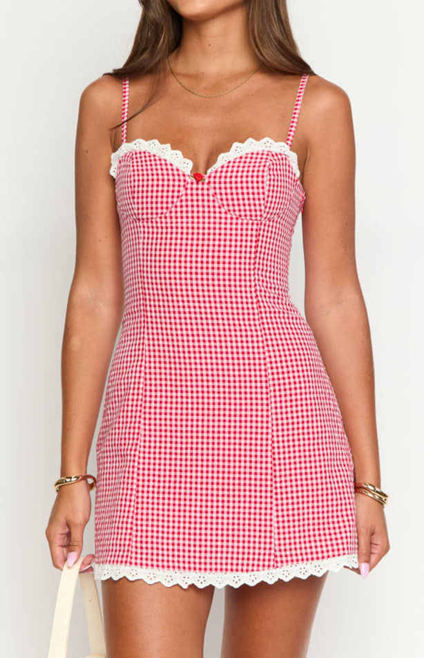 Beronia Red Gingham Mini Dress