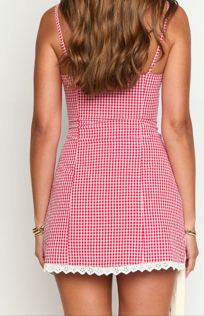 Beronia Red Gingham Mini Dress