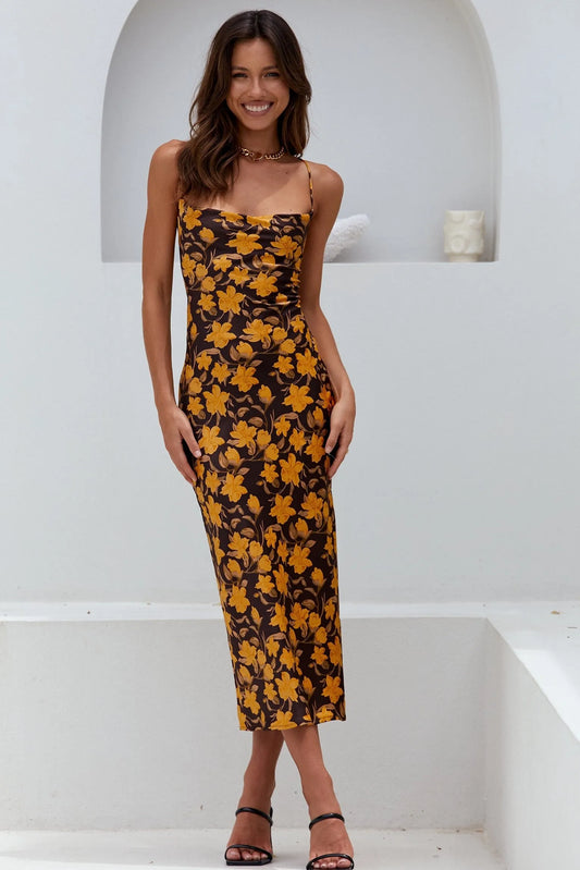 Floral Cami Sleeveless Midi Dress