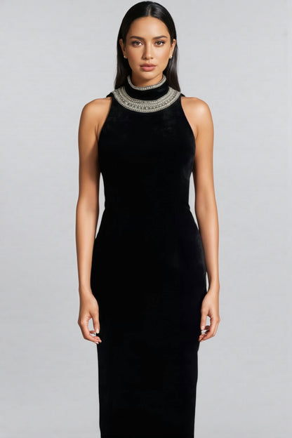 Islasd Beaded Backless Maxi Dress