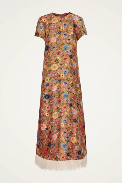 Floral - Printed Feather - Hem Dress