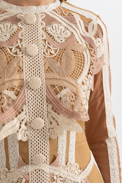 Virginia Embroidery Lace Long Sleeve Mini Dress