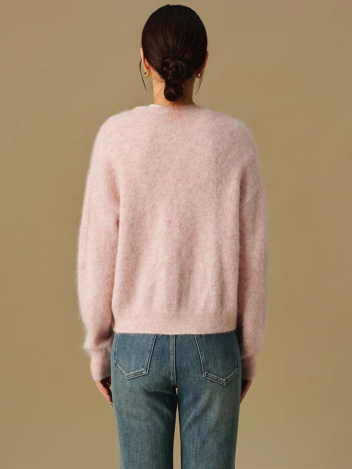 Versatile Round Neck Winter Knitted Cardigan for Women