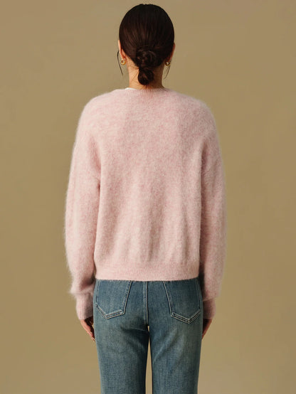 Versatile Round Neck Winter Knitted Cardigan for Women