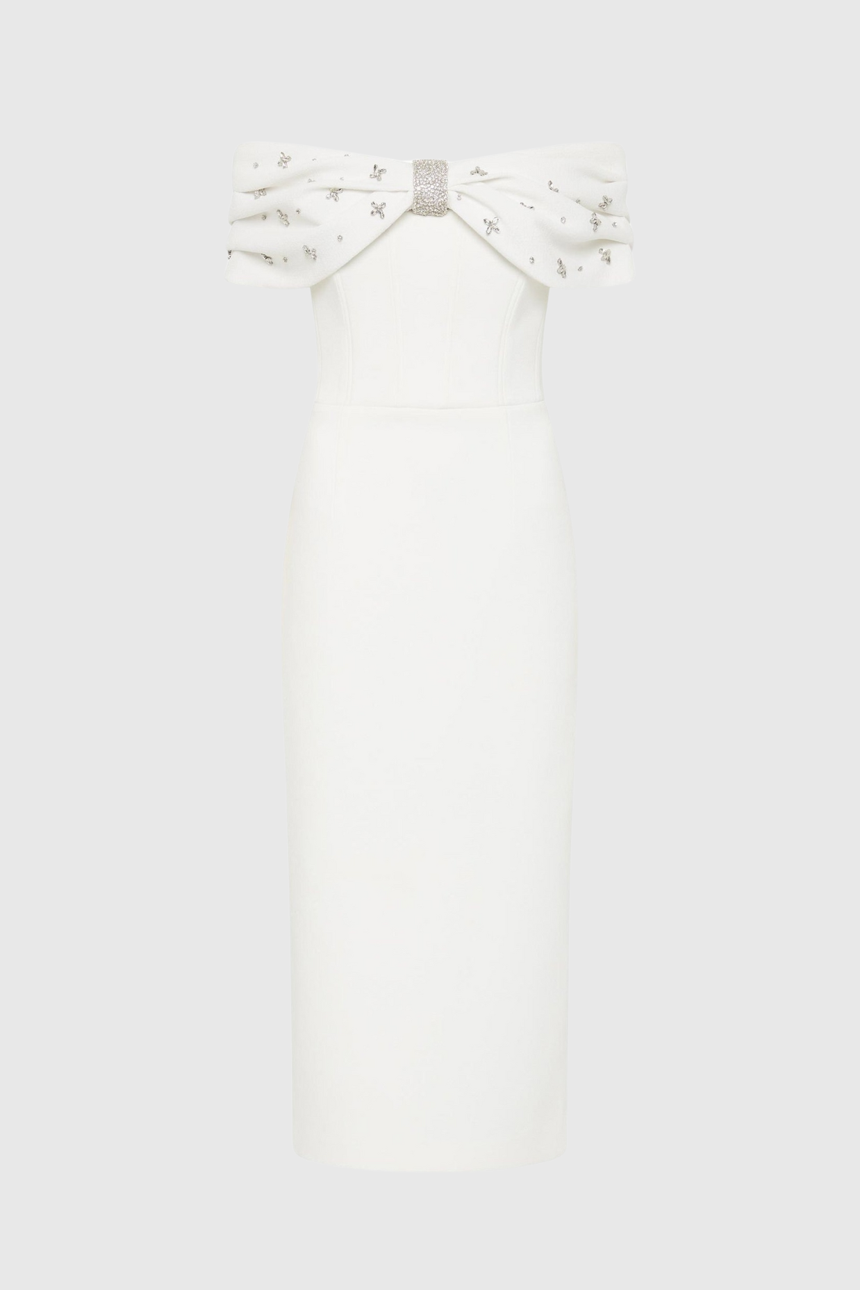 Dacre Off Shoulder Crystal Embellished Midi Dress