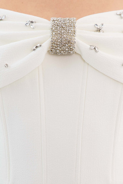 Dacre Off Shoulder Crystal Embellished Midi Dress
