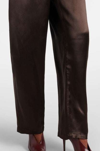 Daiki Satin Belted Straight Pants