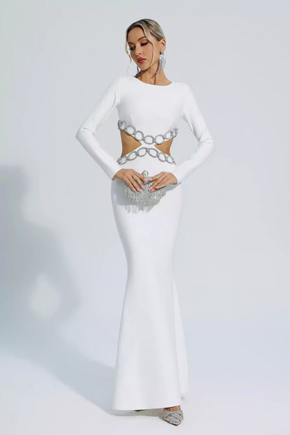 Janelle White Cut Out Long Sleeve Bandage Dress